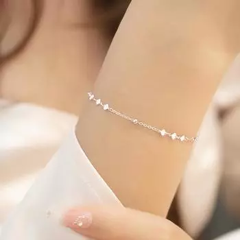 S925 Серебряный браслет с блестками Love, персонализированный браслет, женский темперамент знаменитости в Интернете, высококачественные украшения для рук в форме сердца, холодный стиль Adjustable size