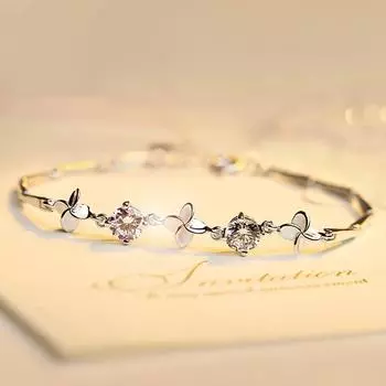 S925 Серебряный браслет с цветами клевера Su Xin, женский браслет, серебряные украшения в корейском стиле 925 синий