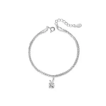 S925 Серебряный браслет с милым кроликом Mosang и бриллиантами, женский браслет Ins Best Friend, корейское издание, 1 карат, браслет Mosang с камнем и кристаллами Adjustable size