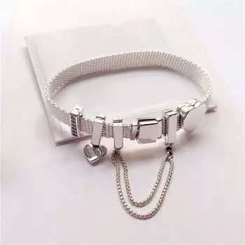 S925 серебряный браслет с подвесками DIY браслет подходит роскошный оригинальный браслет с подвесками ювелирные изделия подарки для женщин 16cm золотой