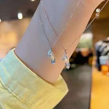 S925 Серебряный Циркон Капля Воды Простое Универсальное Модное Ожерелье Женские Дизайнерские Аксессуары 925