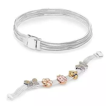 S925 серебряный цвет браслет из змеиной кости DIY браслет из бисера подходит оригинальные подвески женский браслет роскошные ювелирные изделия подарки для женщин 18cm золотой