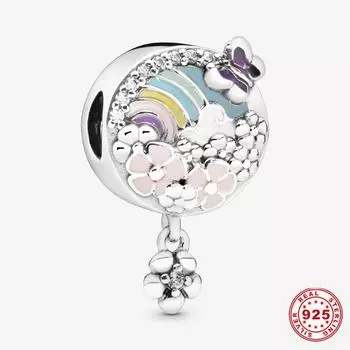 S925 серебряный цвет радуги и цветов DIY очаровательные бусины подходят для оригинального браслета для женщин роскошные ювелирные изделия