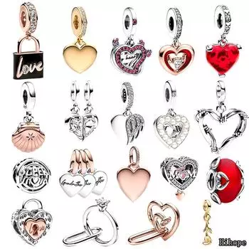 S925 Серебряный двухцветный ажурный подвеска в виде мамы и сердца подходит для оригинального браслета, ювелирные изделия своими руками для женщин, подарок на день матери