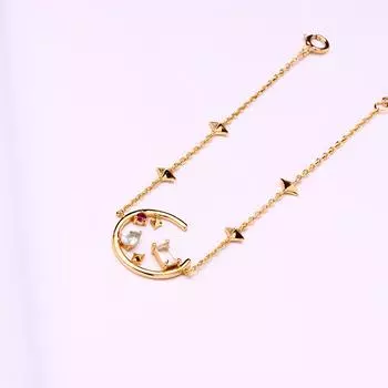 S925 Серебряный комплект с геометрическим натуральным топазом, летний универсальный цветной браслет с кристаллами и крестом и звездой для женщин 20CM