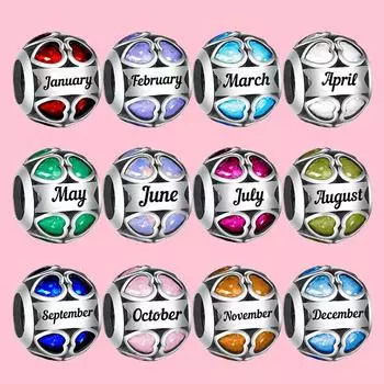 S925 Серебряный круглый камень с вырезом в форме сердца, очаровательная бусина, подходит для оригинальных ювелирных изделий своими руками для женских подарков на день рождения