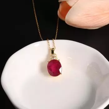 S925 серебряный кулон ожерелье роскошный большой драгоценный камень натуральный рубин для женщин подарок на годовщину, помолвку и банкет 45CM красный