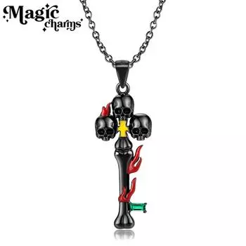 S925 Серебряный кулон с головой черепа Европейская и американская ниша Личность Независимая станция Темный ветер Мужское и женское ожерелье