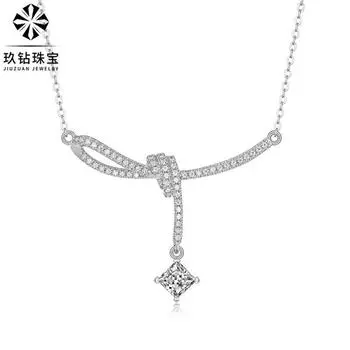 S925 Серебряный кулон с муассанитом, ожерелье, модная женская цепочка на ключицу 925 silver