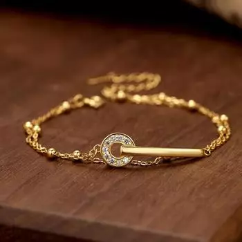 S925 серебряный модный двухслойный браслет женский слово кольцо полный бриллиант сумка бисер цепочка нишевый дизайн смысл ювелирные изделия мода 925 Silver белого золота