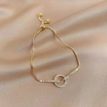 s925 серебряный модный простой ажурный круглый браслет для женщин Lnlay циркон свет роскошные украшения вечеринка друг лучший подарок золотой