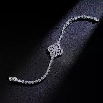S925 Серебряный Муассанит Четырехлистный Клевер Полный Бриллиантовый Браслет Ожерелье Персонализированные Универсальные Ювелирные Изделия Ручной Работы Для Женщин Качество Seiko 20CM