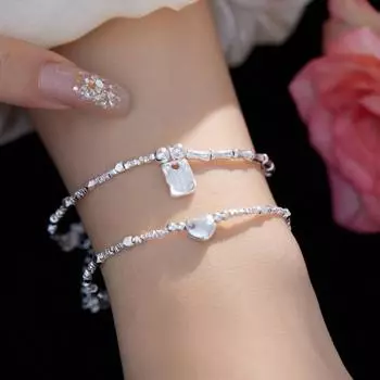 S925 Серебряный нерегулярный сломанный серебряный браслет Love Square для пары, нишевый дизайн, бамбуковые украшения для рук Bestie Adjustable size