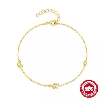 S925 Серебряный Ниша Свежий Стиль Цирконий Персиковое Сердце Браслет Женский Индивидуальный Дизайн Модный Нестандартный Браслет 925 silver золотой