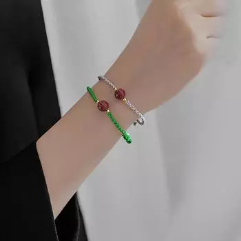 S925 Серебряный Одиночный Лотос Фиолетовый Золотой Браслет с Песком Женские Красные Бусины Новогодний Транспорт Счастливый Браслет Новый 13CM