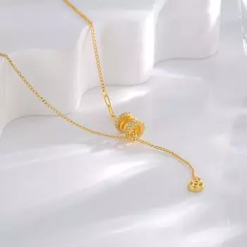 S925 Серебряный рис Тонкое ожерелье с кисточками Персонализированная ключичная цепочка с бриллиантами Темпераментная мода Геометрическая нишевая бижутерия для женщин 925 Silver белого золота