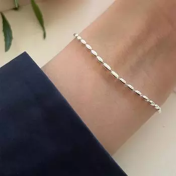 S925 Серебряный Серебряный браслет с рисом и оливковым шариком женский