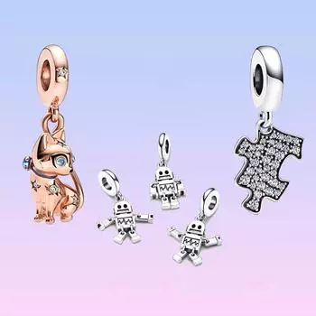 S925 Серебряный сверкающий кусок головоломки, подвески, подходят для оригинального браслета, ожерелье, сделай сам, для женщин, подарок на день рождения, банкет