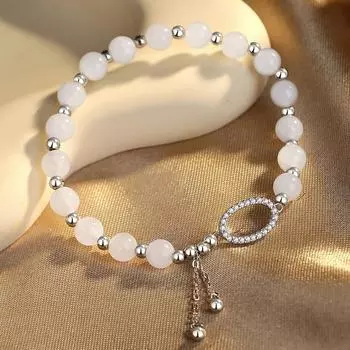 S925 Серебряный Светлый Роскошный Стиль Полный Бриллиантовое Кольцо Хэтян Нефритовый Браслет Мода Геометрический Алмаз Круглый Циркон Ювелирные Изделия Кисточкой Adjustable size