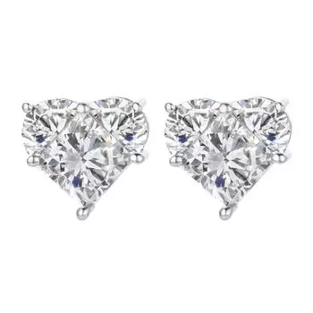 S925 Silver Big Peach Heart Stud Earrings Fashion Light Luxury Love Super Flash Earrings Temperament Rock Sugar Earrings 925 Silver