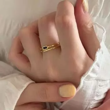 Кольцо из серебра 925 пробы с ярким прямоугольным переплетенным цирконием, открывающееся по дизайну, уникальное, универсальное, модное opening adjustable