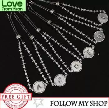 S925 Silver Charms Bracelet For Women Luxury Brand Fritillaria Adjustable Bracelet Alphabet Zircon Monaco Bracelet Fine Jewelry