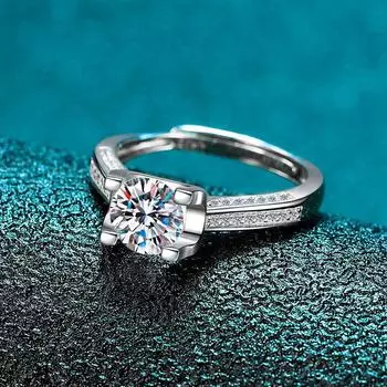 Кольцо S925 Silver Classic Bullhead Ring Fashion Couple Four Claw White Gold Diamond Ring Кольцо с открытым рогом opening adjustable