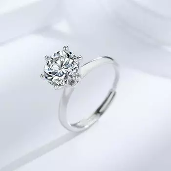 Кольцо с короной из серебра 925 пробы с шестью когтями, женское, классическое, 18-каратное, с бриллиантами, 123 карата, платиновое, обручальное, розовое золото, открытое кольцо Opening adjustable