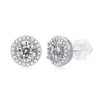 S925 Silver Earrings Women S Round Bag Stud Earrings Temperament Wedding Moissanite Gift Ear Jewelry