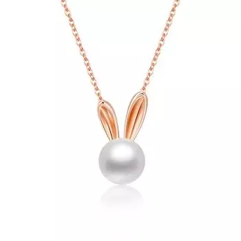 S925 Silver Flat Round Rabbit Pearl Necklace Female New Classic All -Match Temperament O -Word Chain