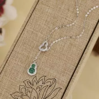 S925 Silver Fulu Necklace Women s Chalcedony Fulu Pendant Double Gourd Premium Sense Interlocking Clavicle Chain 925 Silver