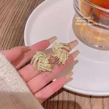 S925 Silver Geometric Braided Earrings - Retro European & American Design