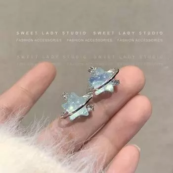 S925 Silver Gradient Star Earrings: Elegant and Luxurious A1503 серебряный