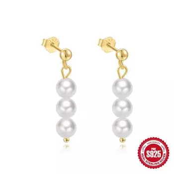S925 Silver Long Fringed Pearl With Zircon Earrings Women S Fashion High-End Stud Earrings Niche Temperament Earrings 925 Silver