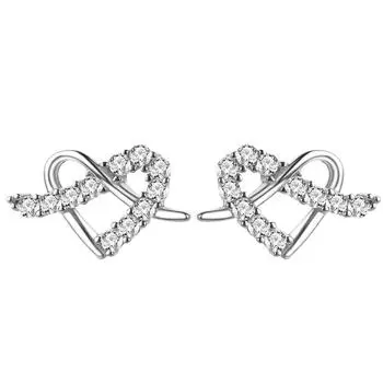 S925 Silver Love Stud Earrings Are Small, Fresh And Exquisite Peach Heart Earrings, Super Flash Simple Heart-Shaped Diamond-Encrusted Ear Jewelry. 925 Silver