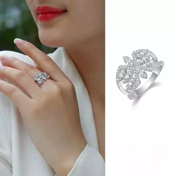 Кольцо из серебра 925 пробы с муассанитом и замкнутым кольцом Beauty No. 6