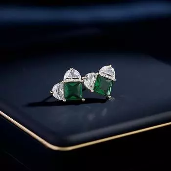 S925 silver needle ear hole earrings super fairy sweet and fresh earrings simple and versatile small love stud earrings синий