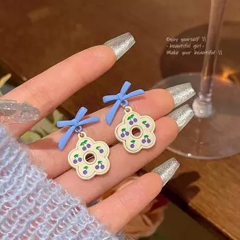 S925 Silver Needle Fresh Flower Bow Earrings - Simple, Versatile Jewelry for Women E5304 золотой