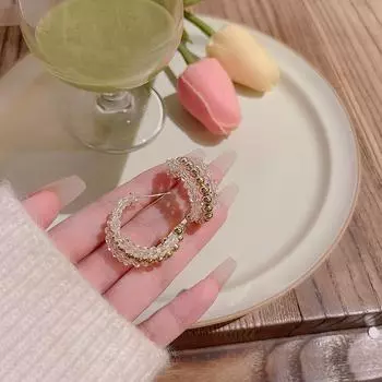 S925 Silver Needle Luxury C-Shaped Earrings for Women - Trendy Multi-Layer Versatile Design золотой