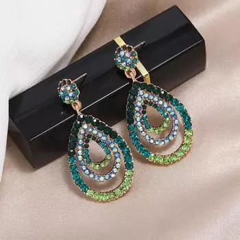 S925 silver needle niche baroque retro personalized crystal stud earrings women s fashion versatile long temperament earrings