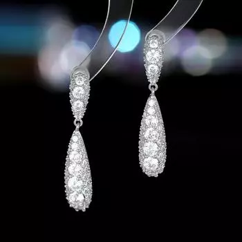 S925 silver needle niche design high-end earrings zircon inlaid water drop-shaped earrings Internet celebrity temperament earrings