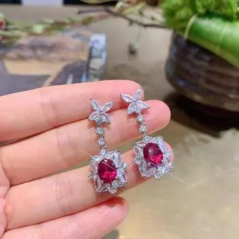 S925 Silver Needle Simulation Paraiba Jewelry Earrings Set Electroplating Separation Paraiba Earrings Earrings