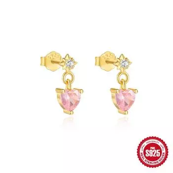 S925 Silver Niche Design Pink Zirconium Five-Petaled Flower Temperament Personality Versatile Fashion Popular Stud Earrings 925 Silver