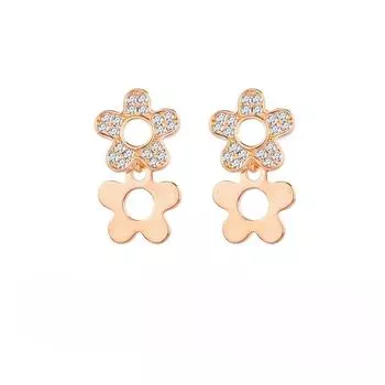 S925 Silver Overlapping Flower Stud Earrings High-End Five-Flower Fringed Earrings French Niche Exquisite Flower Earrings 925 Silver
