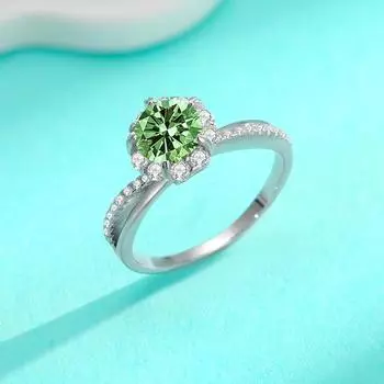 Кольцо из серебра S925 пробы с пятью захватами и муассанитом для женщин Кольцо из стерлингового серебра S925 пробы с тонкими рядами и микроинкрустацией Кольцо для пары с маленьким бриллиантом в 1 карат 6