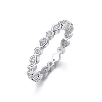 Кольцо из серебра 925 пробы с муассанитом, полностью покрытое замкнутым кольцом Beauty 5