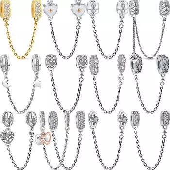 S925 Серебряная звезда, луна, пчела, подвеска, безопасная цепочка, зажим, бусины, подходит для оригинального браслета, для женщин и девочек, сделай сам, ювелирные изделия, подарок на день рождения