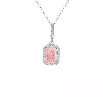 S925 Silver Sugar Cube Necklace High-End Ice Flower Pink Diamond Square Clavicle Chain Light Luxury Perfume Bottle Strong Chain 925 Silver