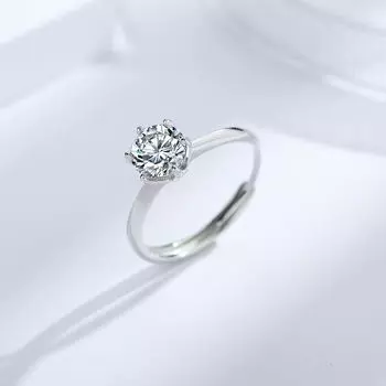 Кольцо T Home Classic из серебра 925 пробы с шестью когтями и 50-точечным узором, женское парное кольцо Guochao с бриллиантами весом 2 карата, кольцо с бриллиантами весом 1 карат Opening adjustable