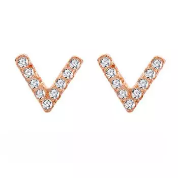 S925 Silver V-Letter Stud Earrings Niche Simple V-Shaped Earrings Light Luxury High-End Nourishing Ear Hole Earrings 925 Silver